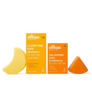 Ethique Beauty Everyday Shampoo & Conditioner Bar Set for Shiny Hair with Vitamin C – Plastic-Free, Vegan, Cruelty-Free – 2 Pack(Clarifying Shampoo & Conditioner Bar Set)