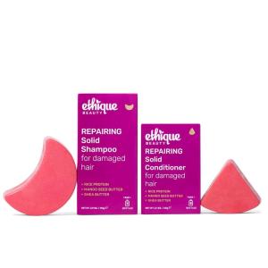 Ethique Beauty Everyday Shampoo & Conditioner Bar Set for Shiny Hair with Vitamin C – Plastic-Free, Vegan, Cruelty-Free – 2 Pack(Repairing Shampoo & Conditioner Bar Set)