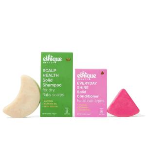 Ethique Beauty Everyday Shampoo & Conditioner Bar Set for Shiny Hair with Vitamin C – Plastic-Free, Vegan, Cruelty-Free – 2 Pack(Scalp Health Shampoo & Conditioner Bar Set)