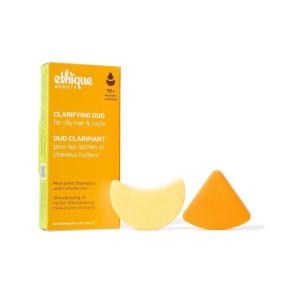 Ethique Beauty Mini Sampler Solid Shampoo & Conditioner Bar Set – Scalp Health Shampoo for itchy, dry, flaky scalps with Oatmeal – Plastic-Free, Cruelty-Free, Vegan – Travel Size – 2 Pack(Clarifying Solid Shampoo & Volumizing Conditioner)